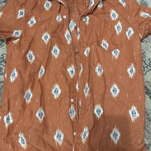 Sonoma Men's Terracotta Patterned Button Down Shirt